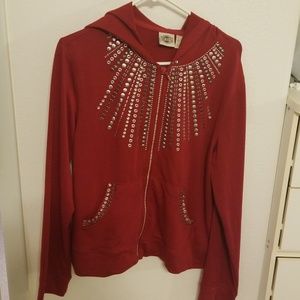 Never worn deep red bling light weight jacket